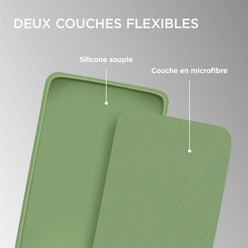 Coque silicone Samsung Galaxy S21 Plus souple et double couche vert mat - 3