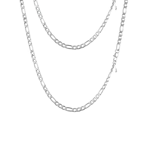 PROSTEEL 316L Stainless Steel Figaro Cuban Chain Necklace for Men, Black/18K Real Gold Plated, 4/5/6/7.5/9/10/13mm, 14inch-30inch, Come with Box 14 inch(35cm) A: 4mm-stainless steel