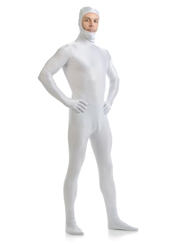 Image of ATHX Men's and Women's Spandex Open Face Bodysuit Costume Adult Stretchy Halloween Cosplay Body Suit Zentai Suit Outfits