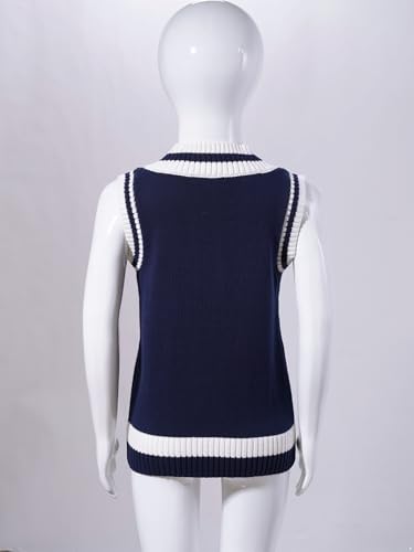 JEATHA Kids Boys' School Uniform Sweaters Vest Sleeveless V-Neck Cotton Knitted Pullover Tops 5