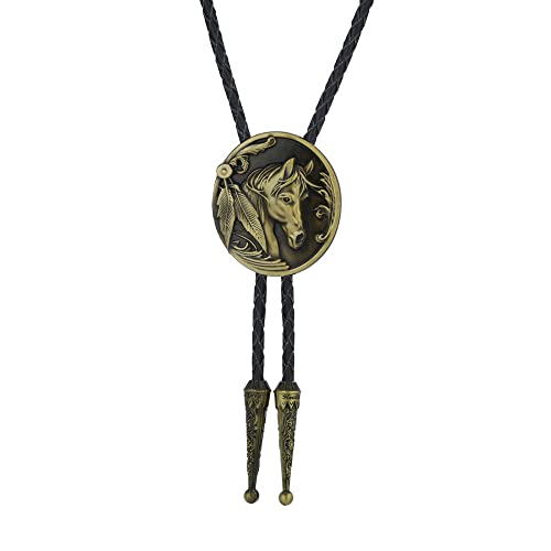 Cravate Bola avec médaillon cheval sculpté et finitions métal
