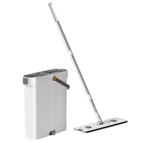Set aus Bodenwischer und Eimer, Wischeimer mit Wringer,Verstellbare, drehbare Mikrofaser-Mopps für die Bodenreinigung - Reinigungs-Mopp-Eimer-Set, Nass-Trocken-Mopp-Eimer-Reinigungssystem für Boden, W