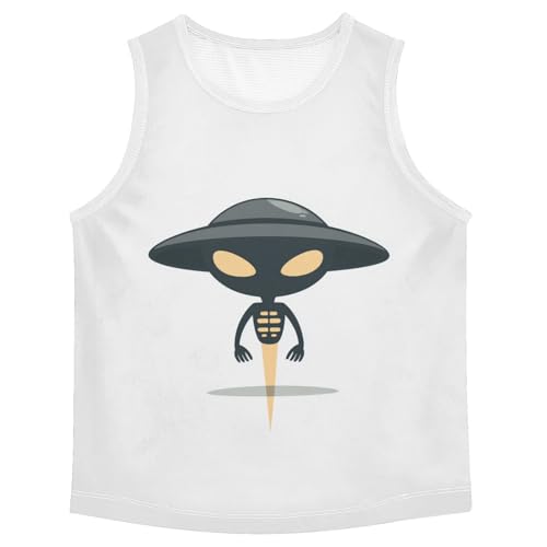Boys Tank Top Shirts UFO Alien Funny Sleeveless T-Shirts Crew Neck for Kids Clothing Children