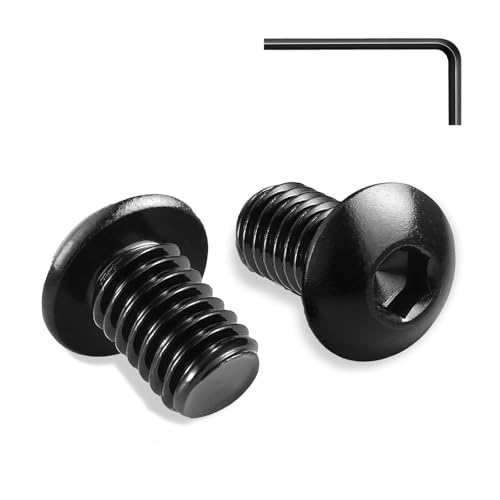 Zuyya Lot de 20 vis à tête bombée M4 x 6 mm à tête bombée à six pans creux en acier inoxydable A2 Noir avec clé à six pans creux