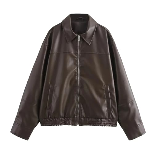 Veste en cuir vintage femme décontractée et chic pour l'automne
