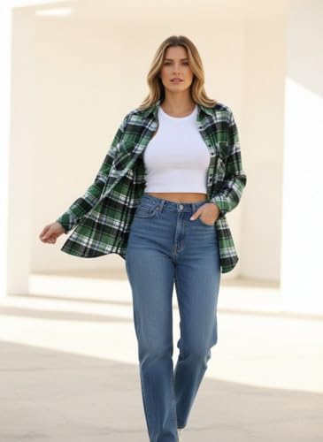 Image of Match Women's Long Sleeve Plaid Flannel Shirt #2021