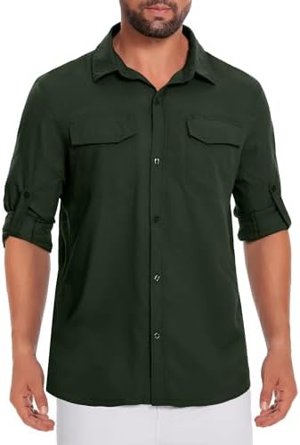 Men's UPF50+ Fishing Shirts Long Sleeve Sun Protection Lightweigh...