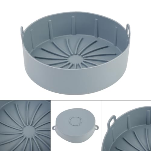 Recubrimiento de silicona para freidora de aire, para cesta de freidora, forro reutilizable y seguro para lavavajillas para hornear y asar, gris (Gris-S) miniatura 4