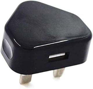 Triamisu UK Plug 3 Pin USB Plug Adapter Charger Power Plug Wall Socket USB Ports For Phones Tablets Chargeable Devices For Travel Home -Black