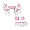 Emily Rose 18 Inch Doll Dining Table and 2 Chairs Set - Pink Butterfly Collection - Compatible with American Girl, Our Generation, My Life As & Adora Dolls - Wooden Dollhouse Furniture