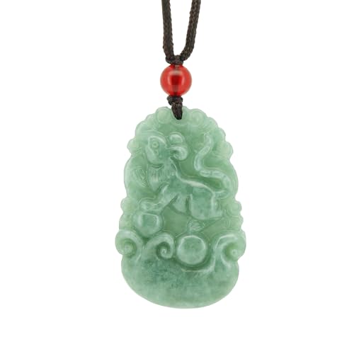Custom Name Jade Necklace, Real Jade Chinese Zodiac Lucky Charm, Personalized Engraved Constellation Necklace Jewelry, Ideal Fengshui Handmade Gift for Lunar New Year for Women, Men (Year of Rat) -  Jadeous