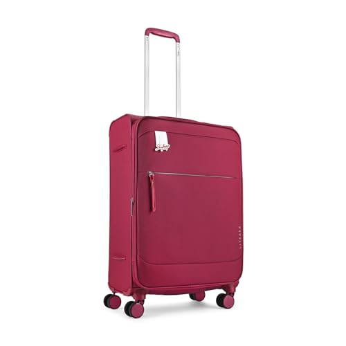 Image of Skybags Liteaer Check-in Trolley Bag - Medium, 69cms | Premium Soft-Sided Luggage for Travel with Smooth 8 Wheels & TSA Lock - Red