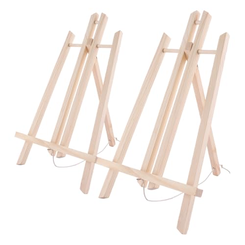 ASelected 2Pc Small Wooden Easel - 22x40CM Adjustable Tabletop Art Display Easel Stand for Displaying Canvas Paintings Drawing Weddings