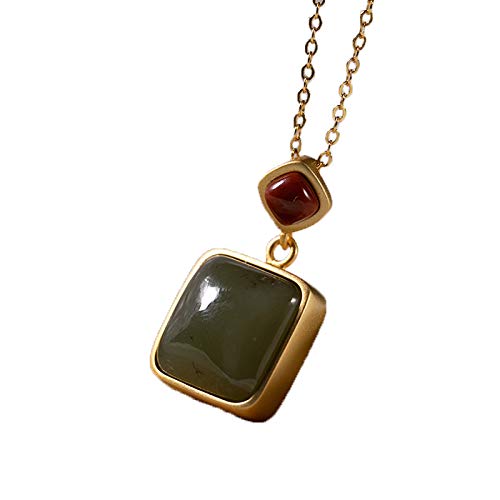 Collier en jade de Hotan et argent 925, le bijou d'agate rouge parfait pour sublimer vos soirées