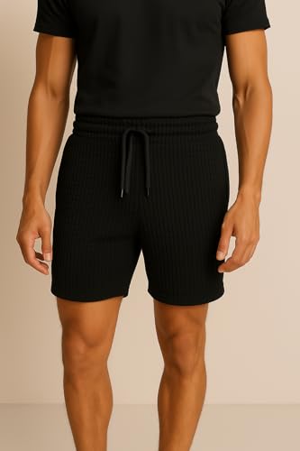 MIZAYEH Men's Shorts | Comfortable Fashion Design | Casual Shorts for Everyday Comfort - Summer Clothes for Youth and Men (Black, XL)