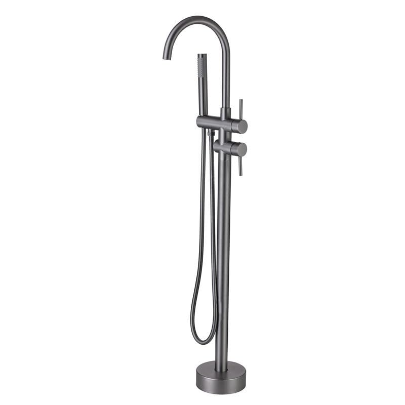 Robinet de baignoire autoportant gris au sol avec douchette MOCHAMIK