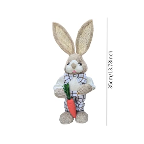 Statuette garçon en treillis de Pâques avec herbe séchée, cadeau décoration