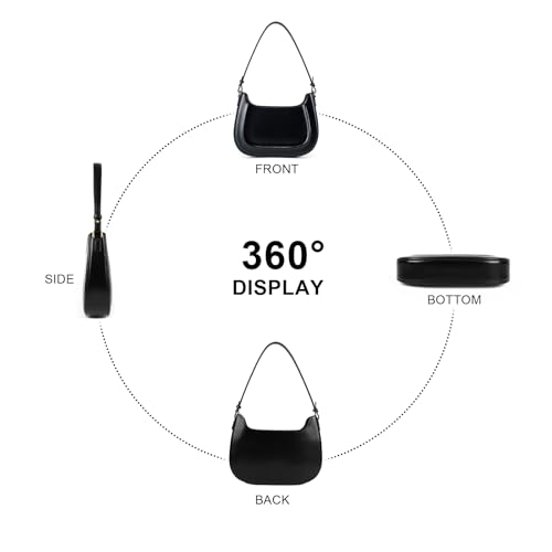 Genuine Leather Shoulder Bag for Women, Adjustable Crossbody Purse Crescent Design Handbag3