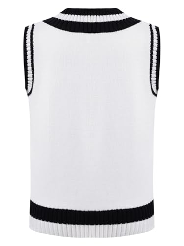 Student Boys Girls School Uniform Striped Sweater Vests V-Neck Cotton Pullover Sweater Tops2