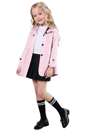 SANGTREE Girl's Waterproof Trench Coat Hooded Lightweight Rain Jackets4