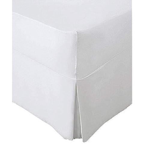 SELECT-ED® 100% Egyptian Cotton Extra Deep Pleated Fitted Valance Sheets Hotel Quality All Size (White, Double) Cover