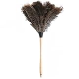 Wyazzivオーストリッチ羽根ハンディダスター 羽ダチョウの毛 天然素材 ハンドル長20cm 全長約38cm 繊細表面対応 掃除道具 (25cm*32cm-白い棒です)