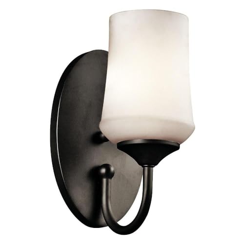 Image of Kichler Aubrey 10.75 inch 1 Light Wall Sconce with Satin Etched Cased Opal in Olde Bronze