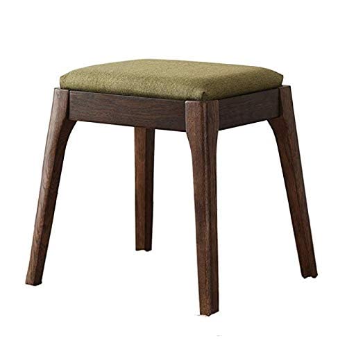 Taburete de maquillaje de madera maciza con acabado artesanal marrón para vestidor