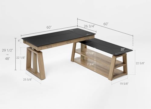 Image of EUREKA ERGONOMIC L Shaped Standing Desk Ark EX, 60in Executive Adjustable Height Office Desk with Drawers,Computer Desk with Storage, Modern Executive Home Office,Oak Grey