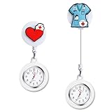 Vicloon Montre de Broche, 2pcs Montre à Gousset D'infirmière, Infirmière Montres Broche en Silicone avec Broches pour Infirmières et à Tout Autre Professionnel de la Santé