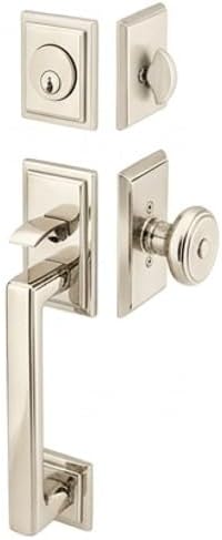 Emtek 4213W Hamden Handleset with Waverly Knob (Unlacquered Brass)