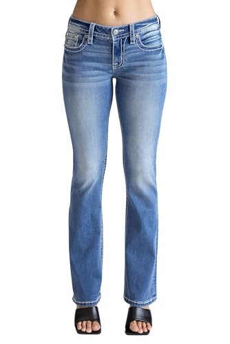 Miss Me Women's Bohemian Cow Head Mid-Rise Bootcut Jeans2
