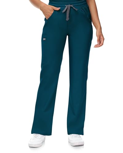 Image of COMENII Scrubs for Women, Mid Rise Straight Leg Cargo Pants with Knit Yoga Waistband, Easy Care Womens Scrubs Pants