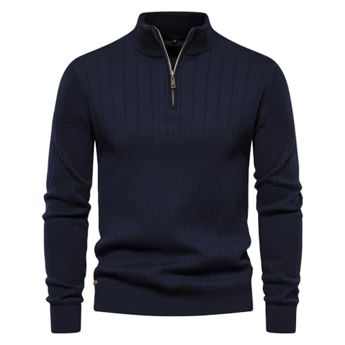 Autumn and Winter Stand Collar Sweater Half Zipper Knit Sweater Men's Clothing2