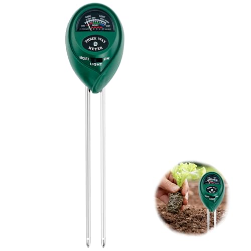 Medidor de Humedad del Suelo, Higrómetro de Plantas Uso Profundo 3 en 1 Probador Preciso PH Humedad Intensidad luz Solar para Agricultura Jardín Plantas Grandes Interior y Exterior Flores Jardinería