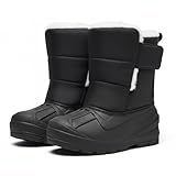 MORENDL Kids Snow Boots Boys & Girls Winter Boots Toddler Waterproof Insulated Cold Wheather Walking Shoes Black Size 2
