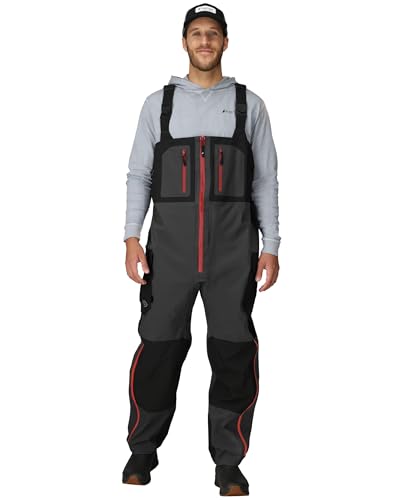FROGG TOGGS Men's Pilot II Guide Waterproof Breathable Rain Bib, Black/Charcoal, Large