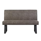 DUBI Möbel Sitzbank Joyce 140 cm mit Federkernpolsterung – Moderne Esszimmerbank Taupe – Gepolsterte Küchenbank mit 15 cm Polsterung & Metallbeinen Schwarz