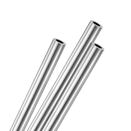 M METERXITY 3-Pack 250mm 316 Stainless Steel Tube, 5mm OD 1mm Wall Thickness Seamless Stainless Steel Tubing for Construction/Machining/DIY Crafting, Metal Straight Pipe [0.2x0.04x9.8IN]