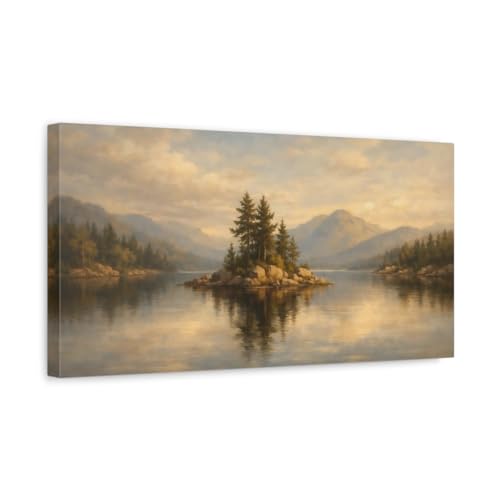 Tableau paysage nature lac pour illuminer un mur blanc sans cadre