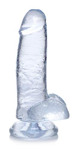 Dong transparent 7 pouces avec bourses pour un plaisir mains libres stable