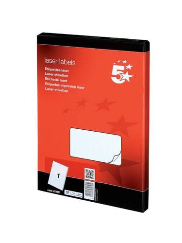 Image of 5 Star Office Multipurpose Labels Laser Copier and Inkjet 1 per Sheet 199.6x289.1mm White [100 Labels]+ Free finchley Refill Pen (2)
