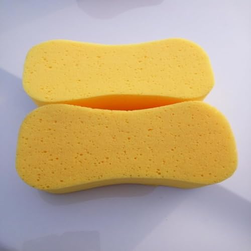 Image of Yellow High-Density Bone Shaped Car Washing Sponge - Soft Cleaning Tool for Car Care, Windows, Furniture and Floors - 21cm x 12cm x 5.5 cm