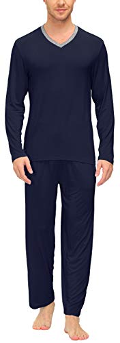 Image of JINSHI Men's Pajama Sets Soft Lightweight Sleepwear Nightwear with Pocket