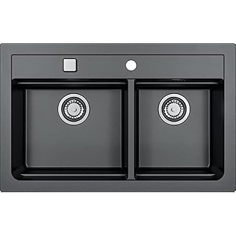 Alveus 1132002 ATROX 50 Granite Undercounter Kitchen Sink, Black Cover