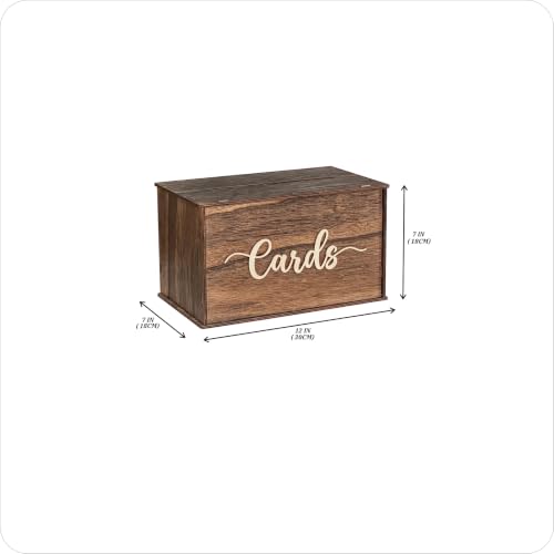 Image of Cregugua Medium Card Box 12 inchx 7 inchx 7 inch Rustic Wooden Card box Gifts Card Box for Wedding Birthday Baby Shower Graduation Party