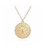 HYYILU Round Gold Coin Skull Necklace Pendant Dress Accessory Movie Pirates of The Caribbean Medal Necklace Retro Jewelry (Gold (Gold)