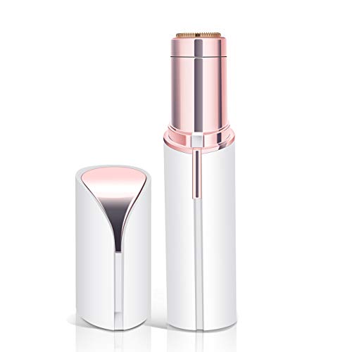 Facial Hair Removal for Women,Lipstick Style Painless Premium Eyebrow Trimmer Conture Hair Remover and Exfoliation Device for Face and Body with Built-in LED Light (White)