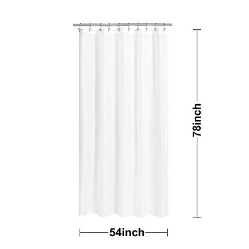 Image of N&Y HOME Fabric Shower Curtain Liner 54 x 78 inches Bath Stall Size, Hotel Quality, Washable, Water Repellent, White Spa Bathroom Curtains with Grommets, 54x78