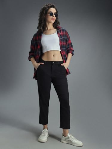 Image of HIGH Star Women Black Mom Fit Stretchable Jeans